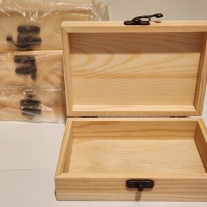 4 Natural Wooden Storage Boxes